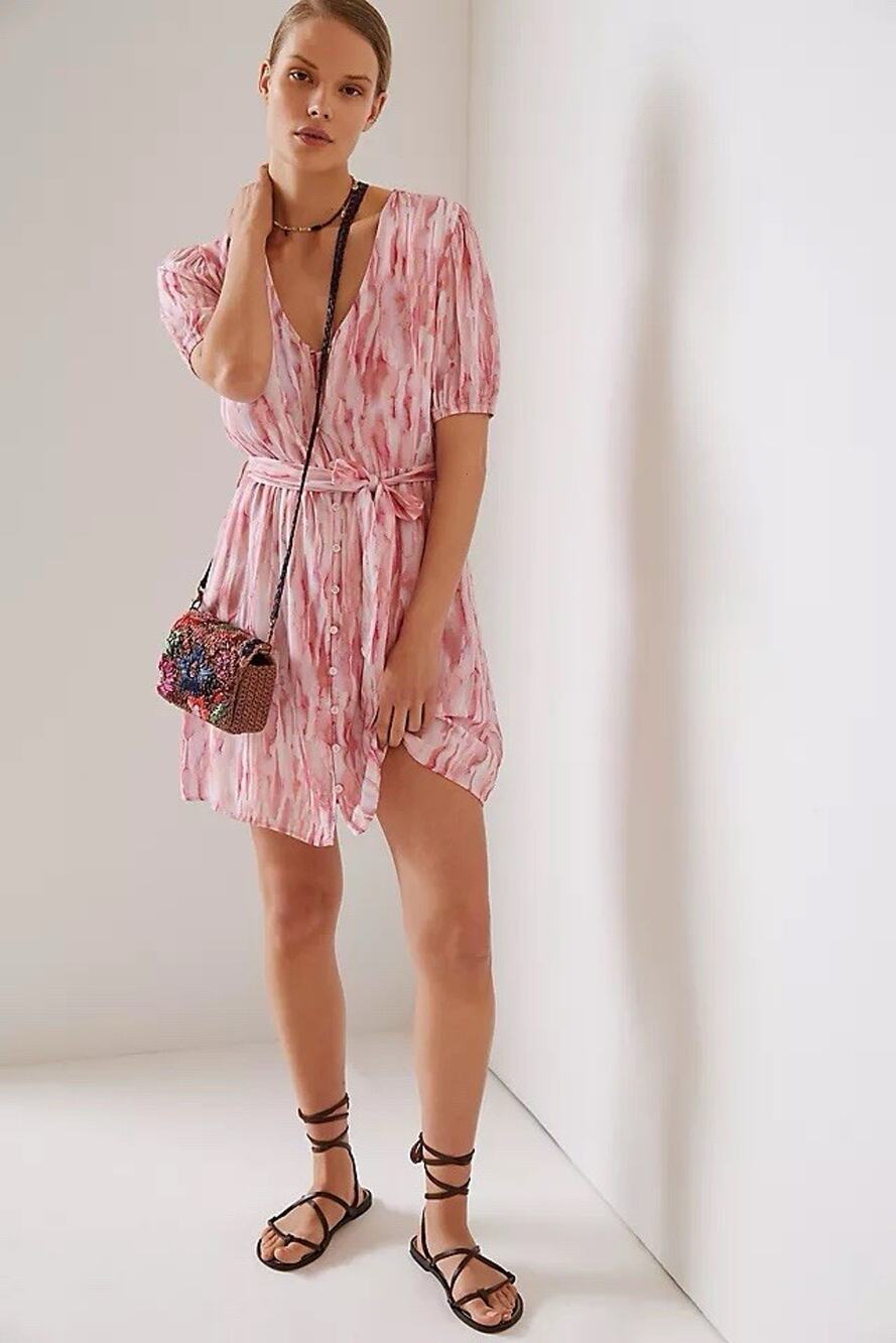 NWT Anthropologie Cloth & Stone Cutout Mini Dress new pink color Small